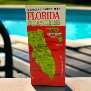 Vintage 80s Florida Brochure Official Guide Map Attractions TWA Association